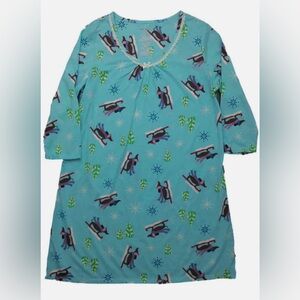 White Stag Womens Turquoise Blue Sled Dog Sleep Shirt Holiday Nightgown (binB)